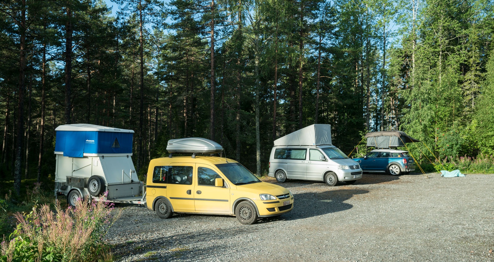 Tre varianter av taktält.