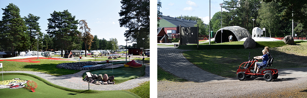 Spela äventyrsgolf med stil! || Campingens trampbilar är mycket uppskattade av små campare.