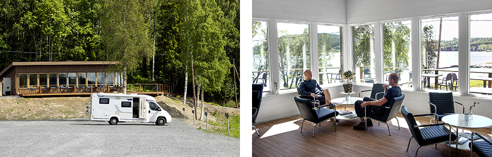 Loungen utifrån sett. Här ryms 60–80 sittande. || Plus i kanten för en trevlig lounge med utsikt över nejden.