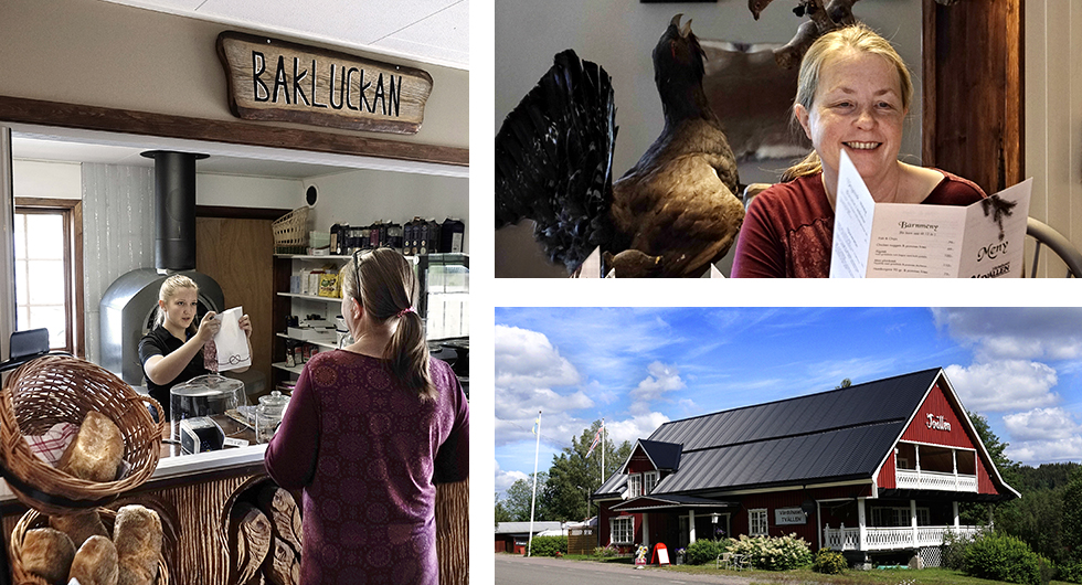 Skivor till kaffet. På bageriet Bakluckan finns både frukostfrallor och fikabröd. Alldeles vid parkeringen. || Helhetsupplevelse. Inredning och dekorationer ger besöket en extra guldkant. || Alldeles intill vägkanten går det inte att missa Tvällens värdshus. Cirka en mil från norska gränsen.