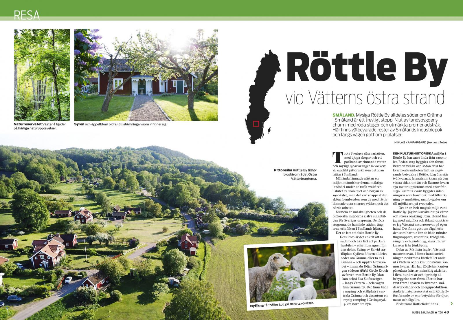 Mysiga Röttle By vid Vätterns östra strand.
