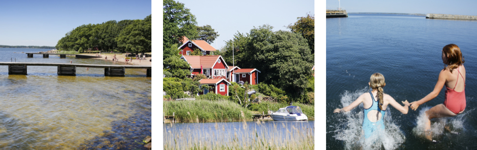 Saltö Badplats. En favorit i Karlskrona. || Missa inte pittoreska Brändaholm bara ett stenkast från Fisktorget. || Barnen älskar pauserna vid havet. Bada måste man – annan dör man.