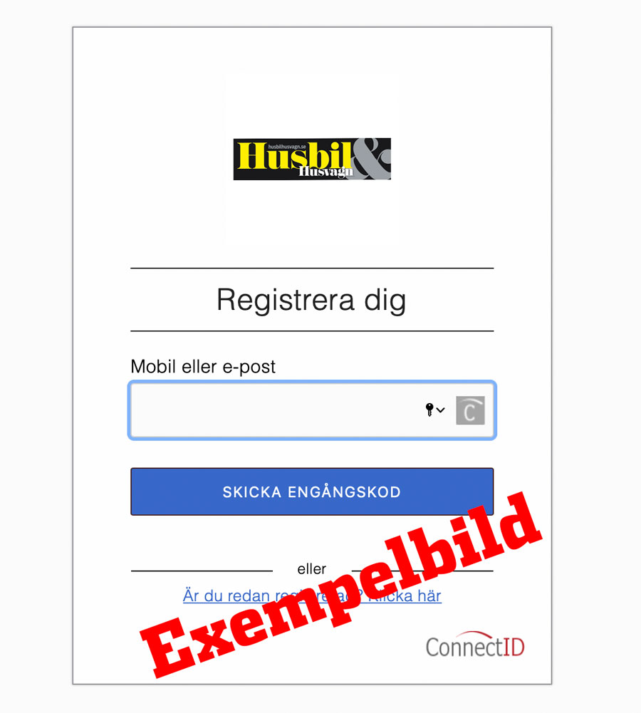 Exempel på hur det ser ut när du ska logga in.