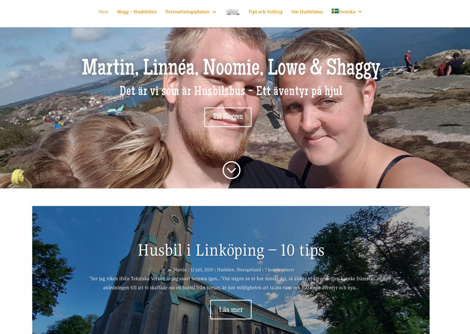 www.husbilsbus.se är en ung familj med två små barn och en hund. Här skrivs om smått som stort och humöret är gott.