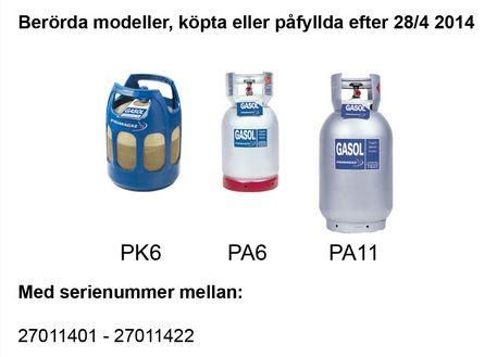 Safety Alert - Farligt fel på gasolflaskor