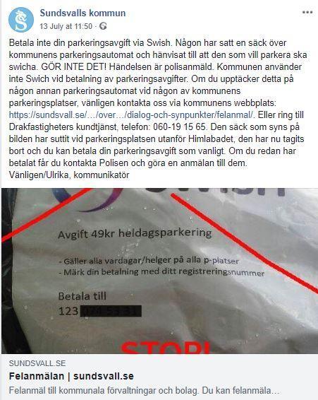 Varning för parkeringsbedrägeri