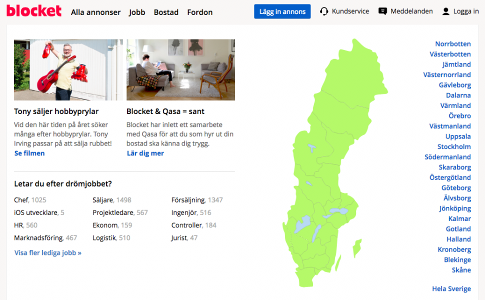Mest efterfrågat på Blocket