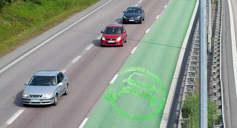 Trafikverket vill testa att ge elbilar egen fil