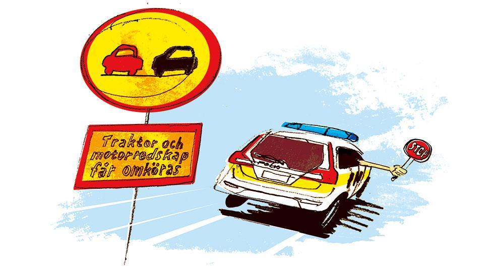 Traktor skapar problem med omkörning