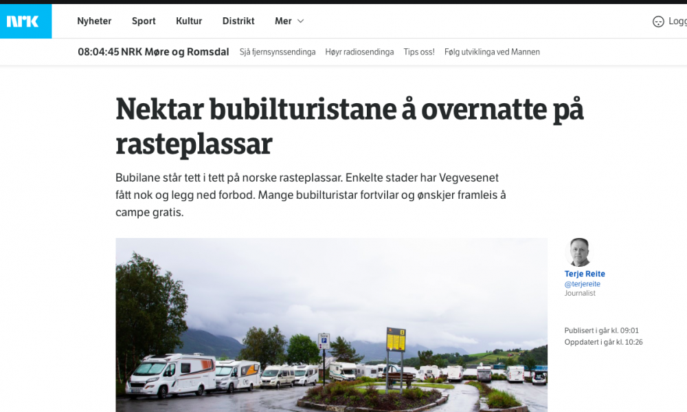 Norska rastplatser är inte ställplatser