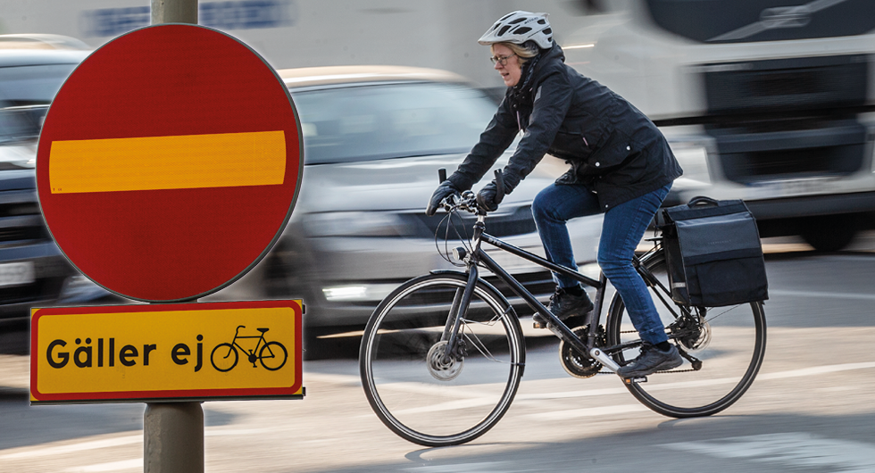 Cyklar mot körriktningen förbjuds