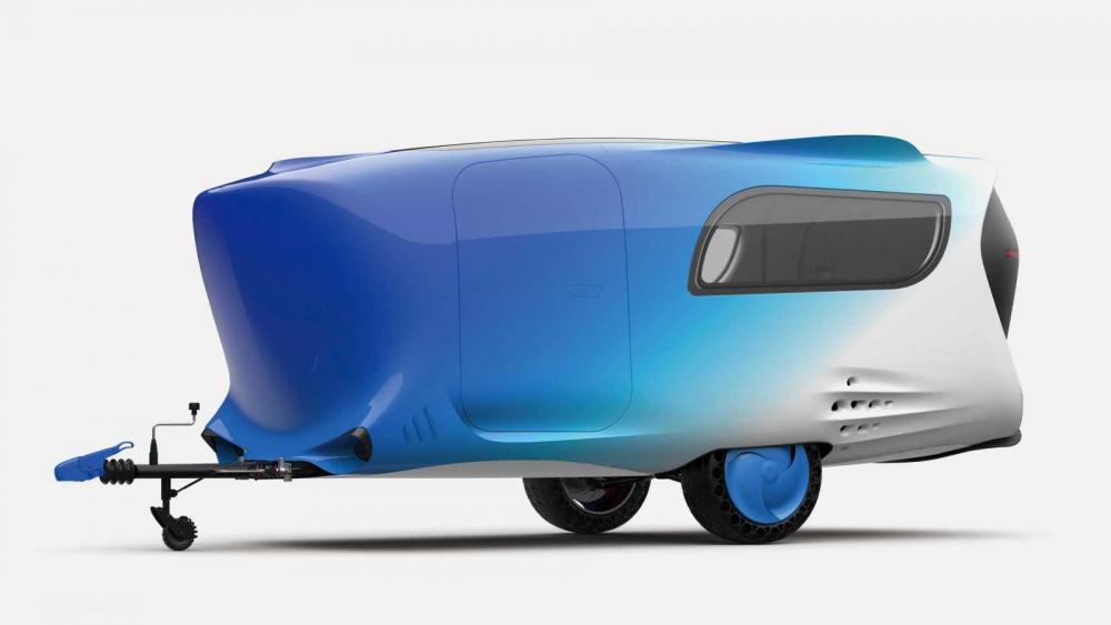 Whale Trailer Cabin med djuriskt utseende