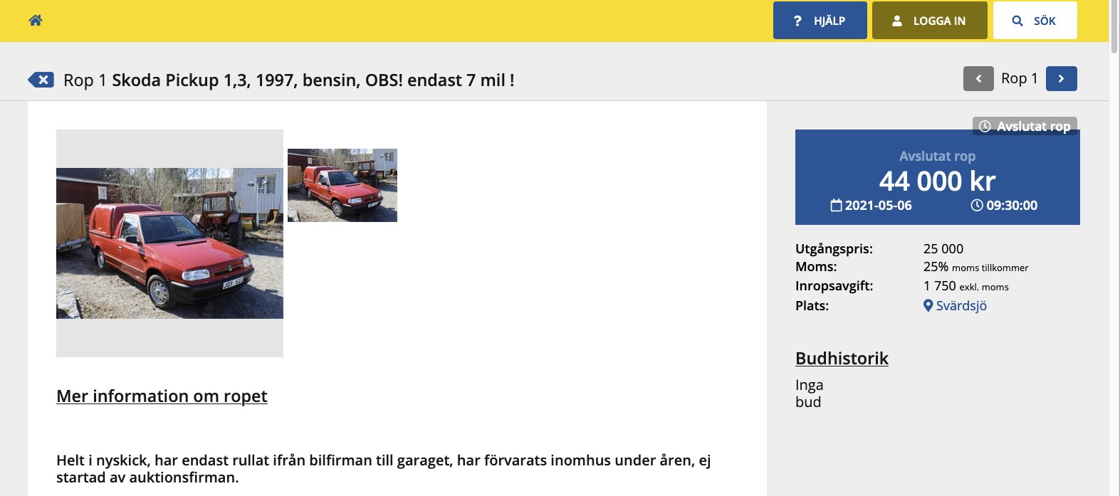 Osannolik överlevare: Skoda Pickup som gått 7,3 mil!