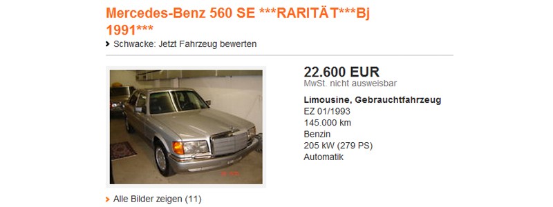 MB 560 SE – kvalitativ raritet