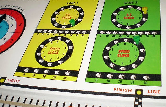 ET clock, speed clock och "racing spinner dial"... Det fanns även ett slag indexlista för olika S/A dragraceklasser som var anpassat för spelet.