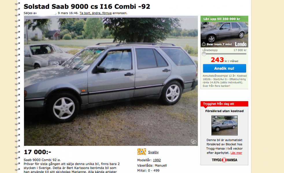 Berts unika Saab 9000 kombi