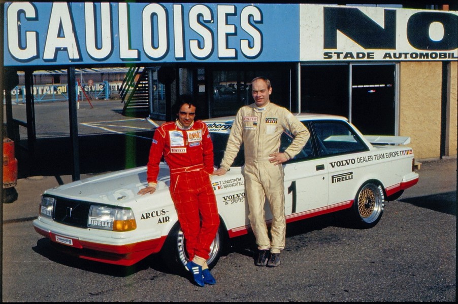 Gianfranco Brancatelli, Italien och svensken Thomas Lindström var duon som slog racingvärlden med häpnad genom att vinna det europeiska touringmästerskapet 1985 med en Volvo 240 Turbo.
