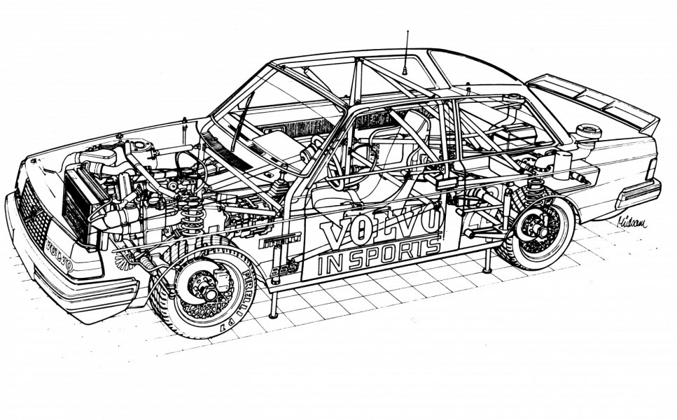 Herbert Müdsams röntgenbild visar hur stora förändringar en bil i standardvagnsracing kunde ha på 1980-talet. Titta till exempel på snabbtankningssystemet!