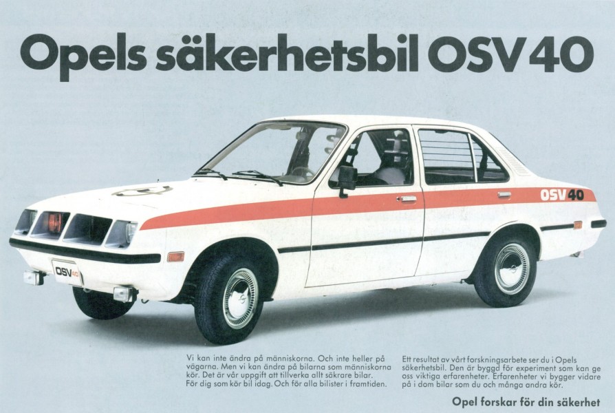 Säkerhetsbilen OSV 40 fick en broschyr på svenska, men att fråga om priset för bilen var ingen idé. Den var bara ett experiment.