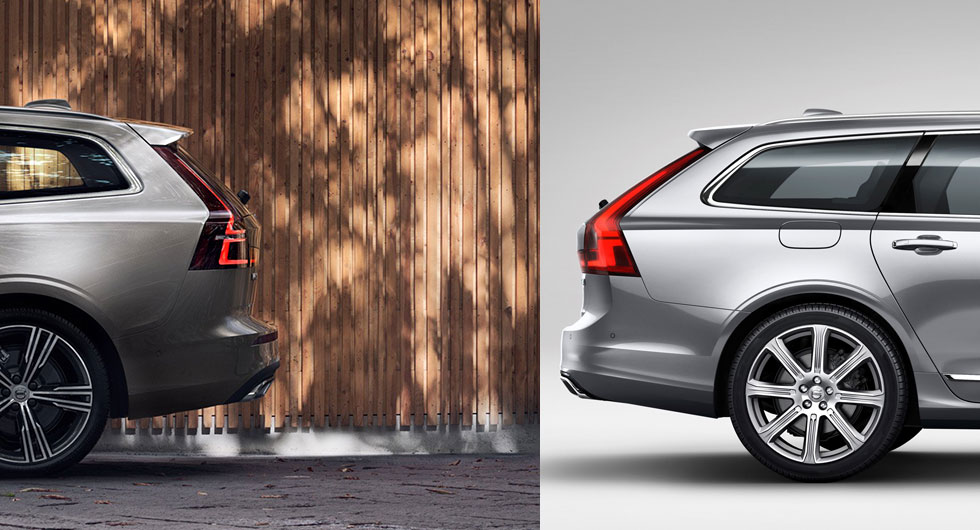 Nya V60 till vänster, V90 till höger.