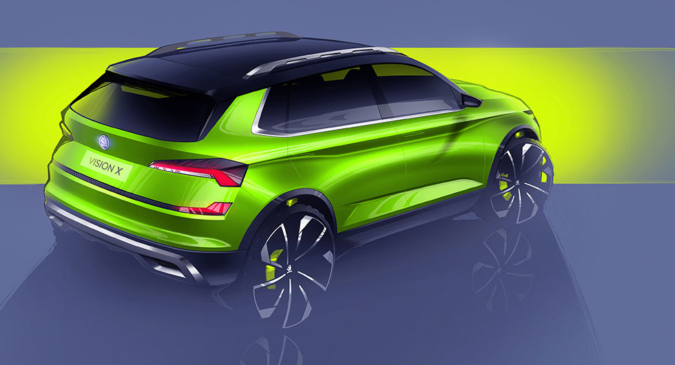 Skiss på Skoda Vision X.