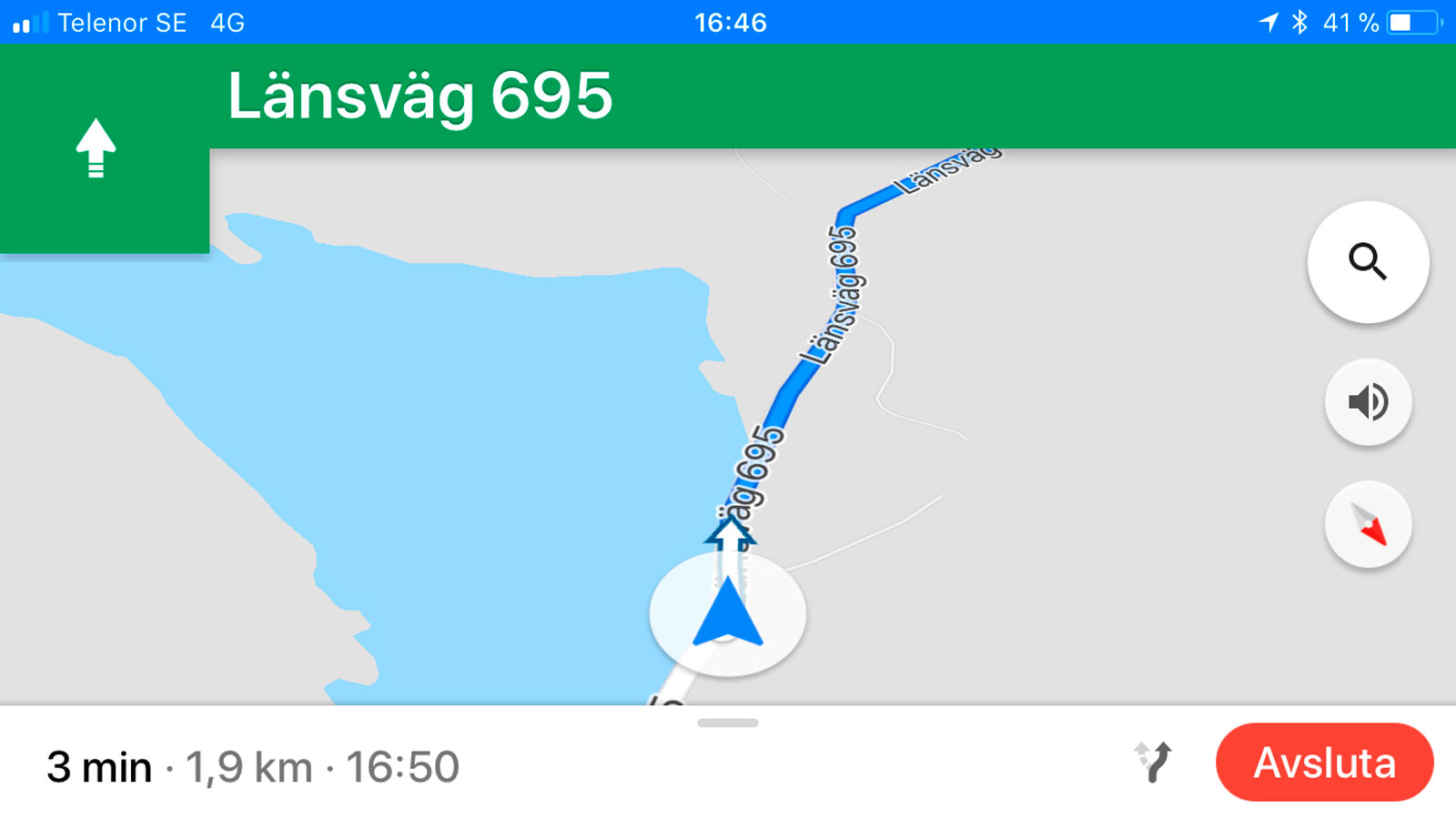 (Bild 1). Google Maps dagtid.