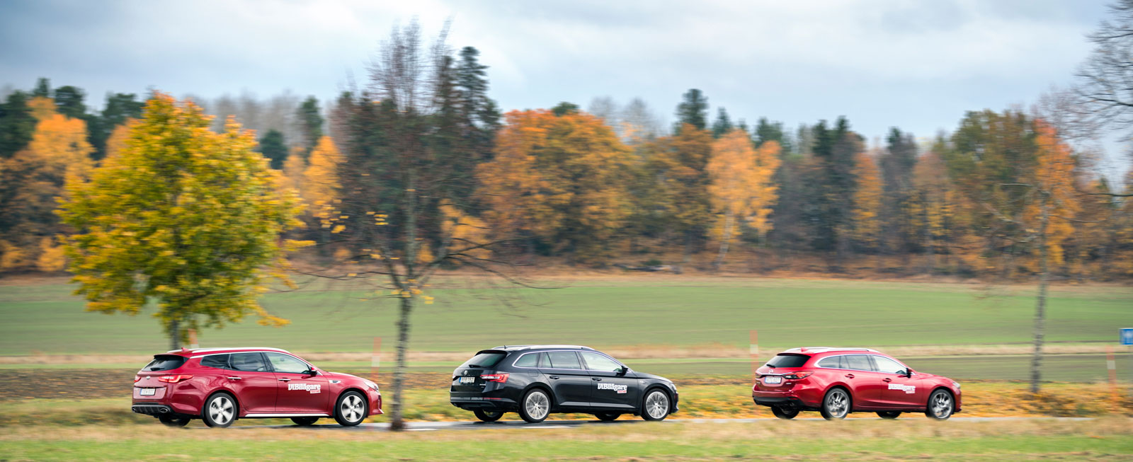 Med samma kulör hade det varit svårt att skilja på Kia Optima, Skoda Superb och Mazda 6.