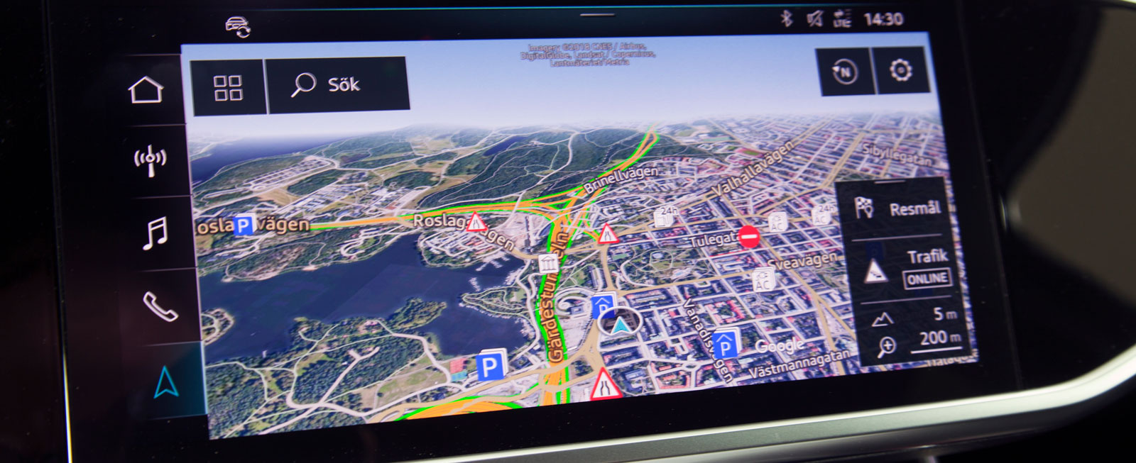 Audis pekskärm omfattar bland annat ”Google-kartor” som ger oöverträffat autentisk information parad med stor tydlighet.