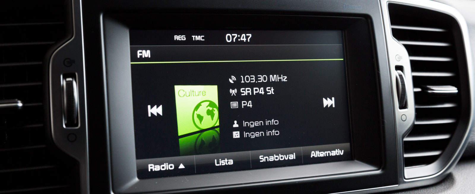 Kias system med sjutums skärm är standard från och med nivå ”Komfort” (åtta tum i GT-Line). Lättskött och med snabb inkoppling av ljudkälla via bluetooth.