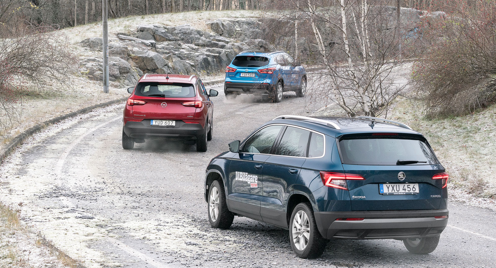 Huvudstaleden byggdes under 60-talet men nådde aldrig fram till E4:an som planerat. Qashqai och Karoq går att få med fyrhjulsdrift, men då krävs kraftfullare motorer, Grandland X har istället olika körprogram till antispinnsystemet.
