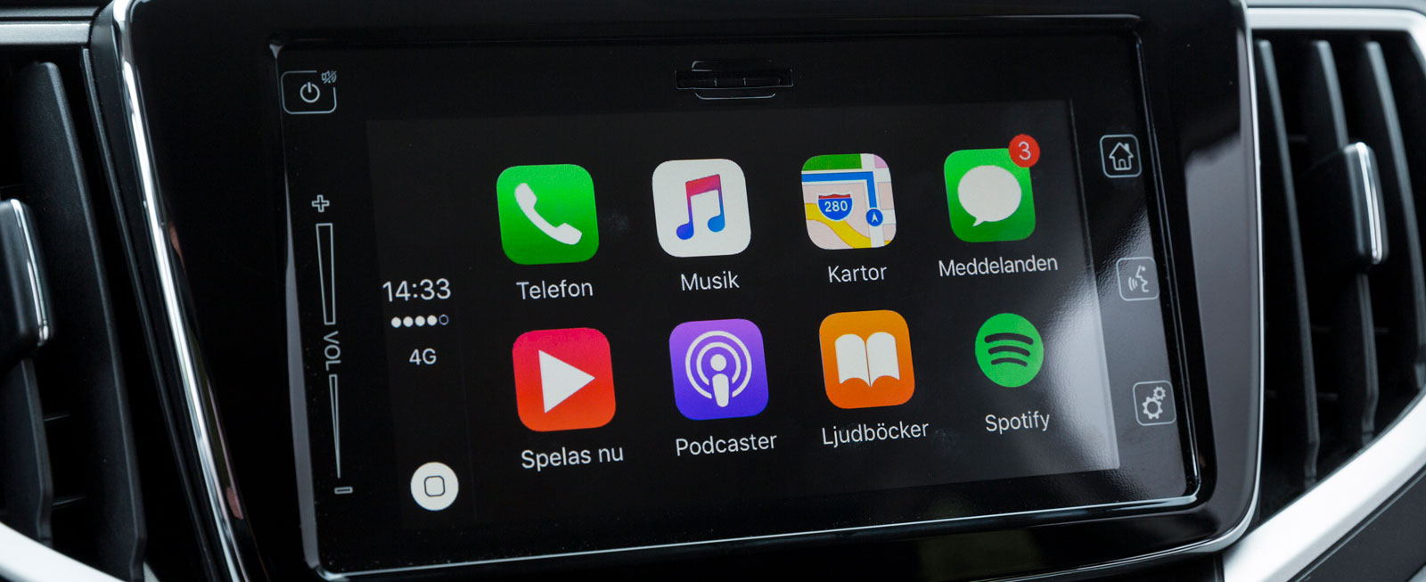 Baleno är också kompatibel med Apple CarPlay/Android Auto från en inkopplad mobiltelefon. Dock endast i High Executive-utförande.