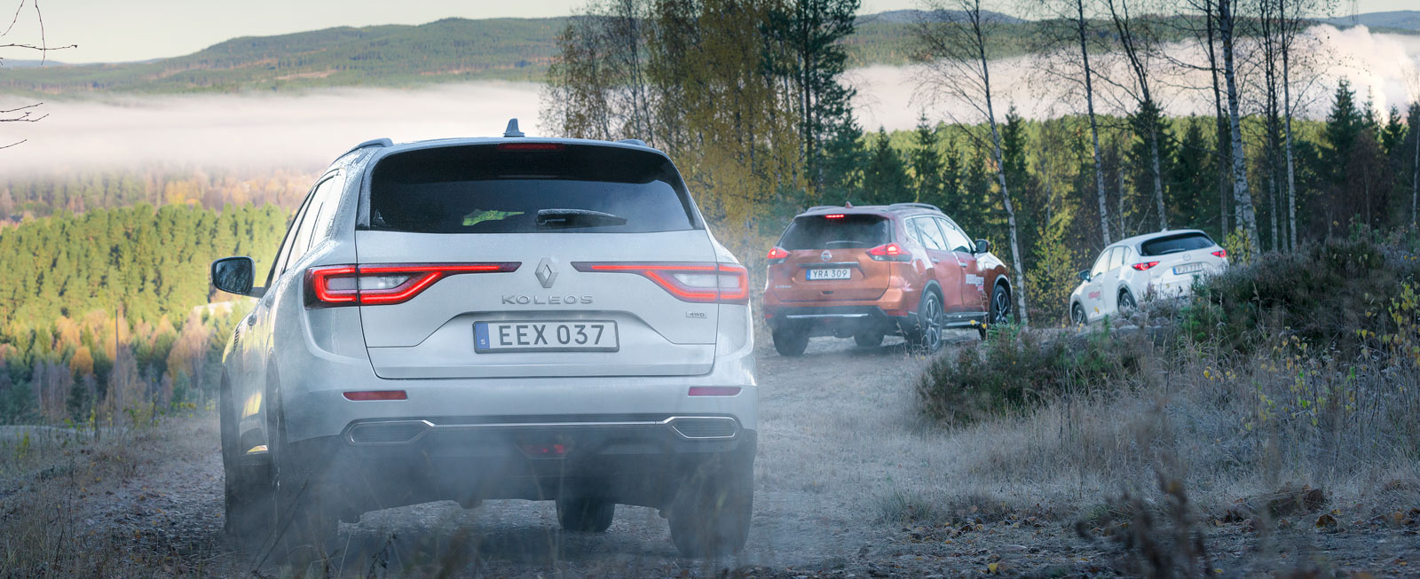 Test: Mazda CX-5, Nissan X-Trail och Renault Koleos (2017)