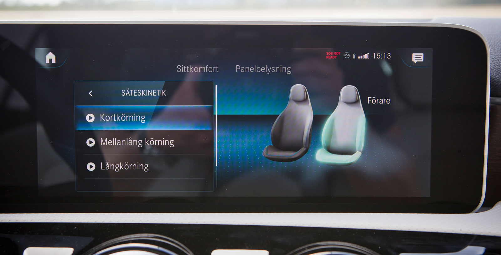 MBUX är Mercedes’ nya mediasystem som manövreras på flera sätt och innehåller otroliga möjligheter. Här visas massagemöjligheter beroende på restyp…