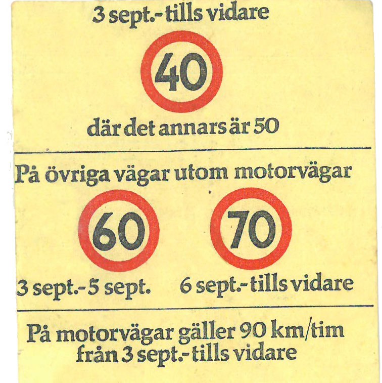Det sas inte rakt ut men de tillfälliga hastighetsgränserna som infördes på Dagen H var slutet för den fria farten.
