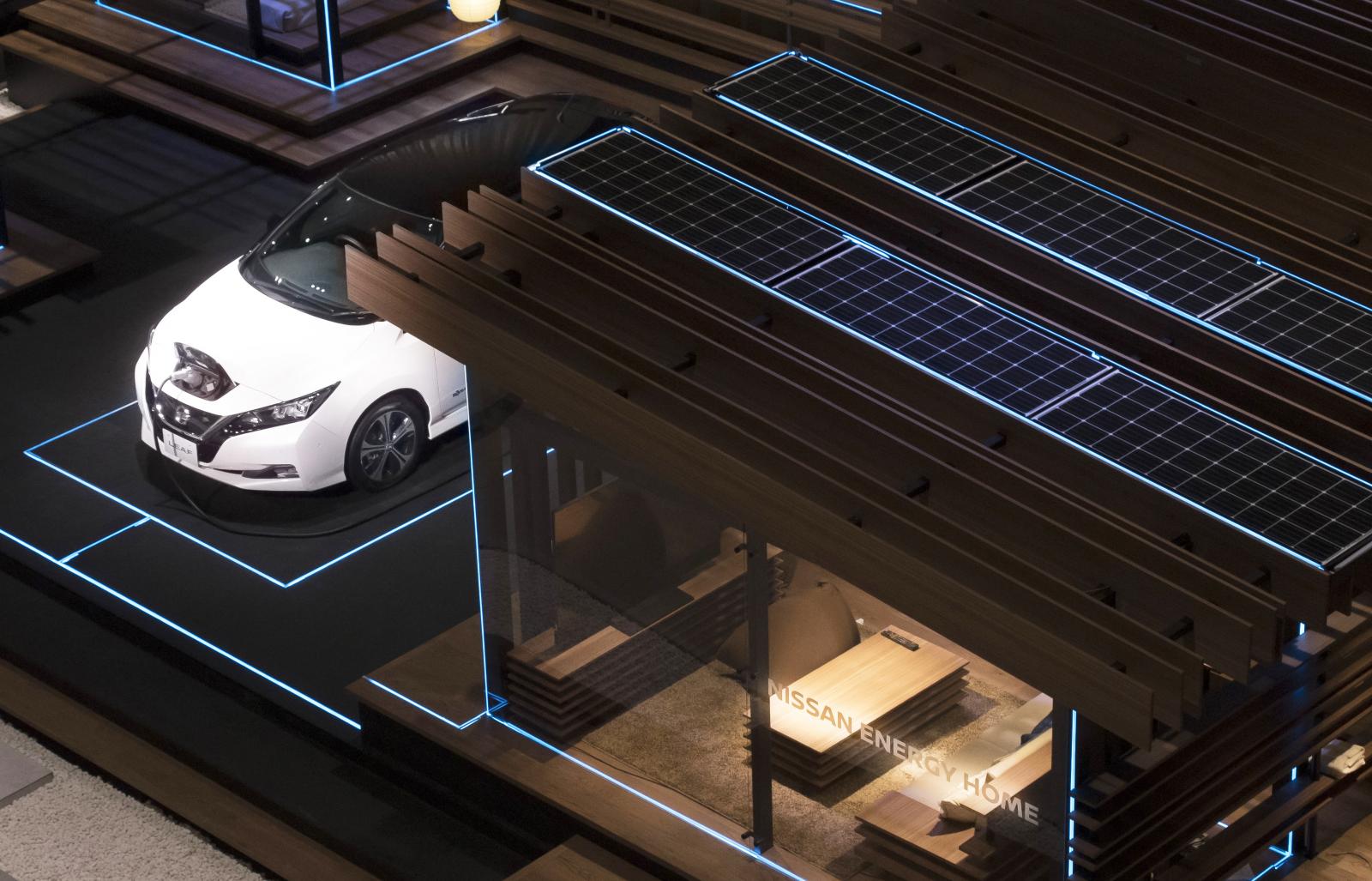 Nissan har visat upp ett smart hem med solcellspaneler och möjlighet att använda elbilen Leaf som ett extra batteri.