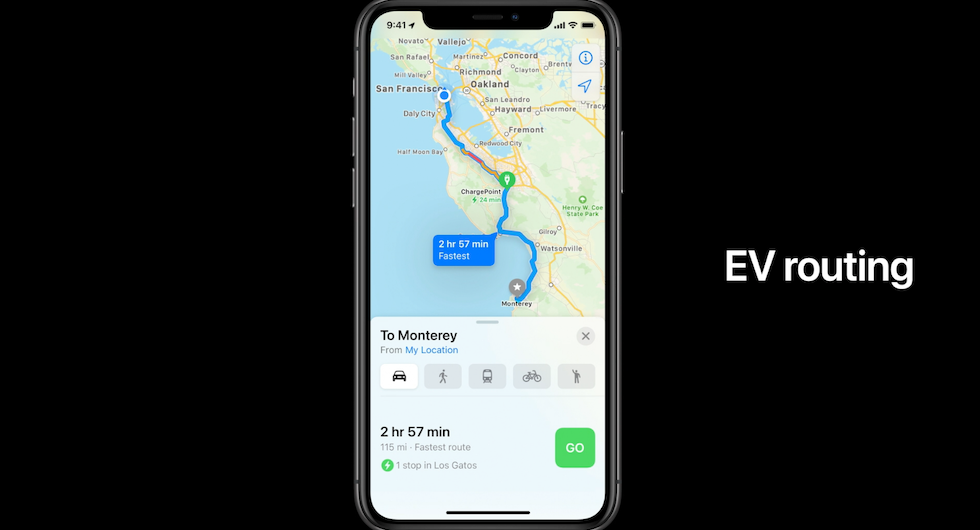 Apples reseplanerare för elbilister.