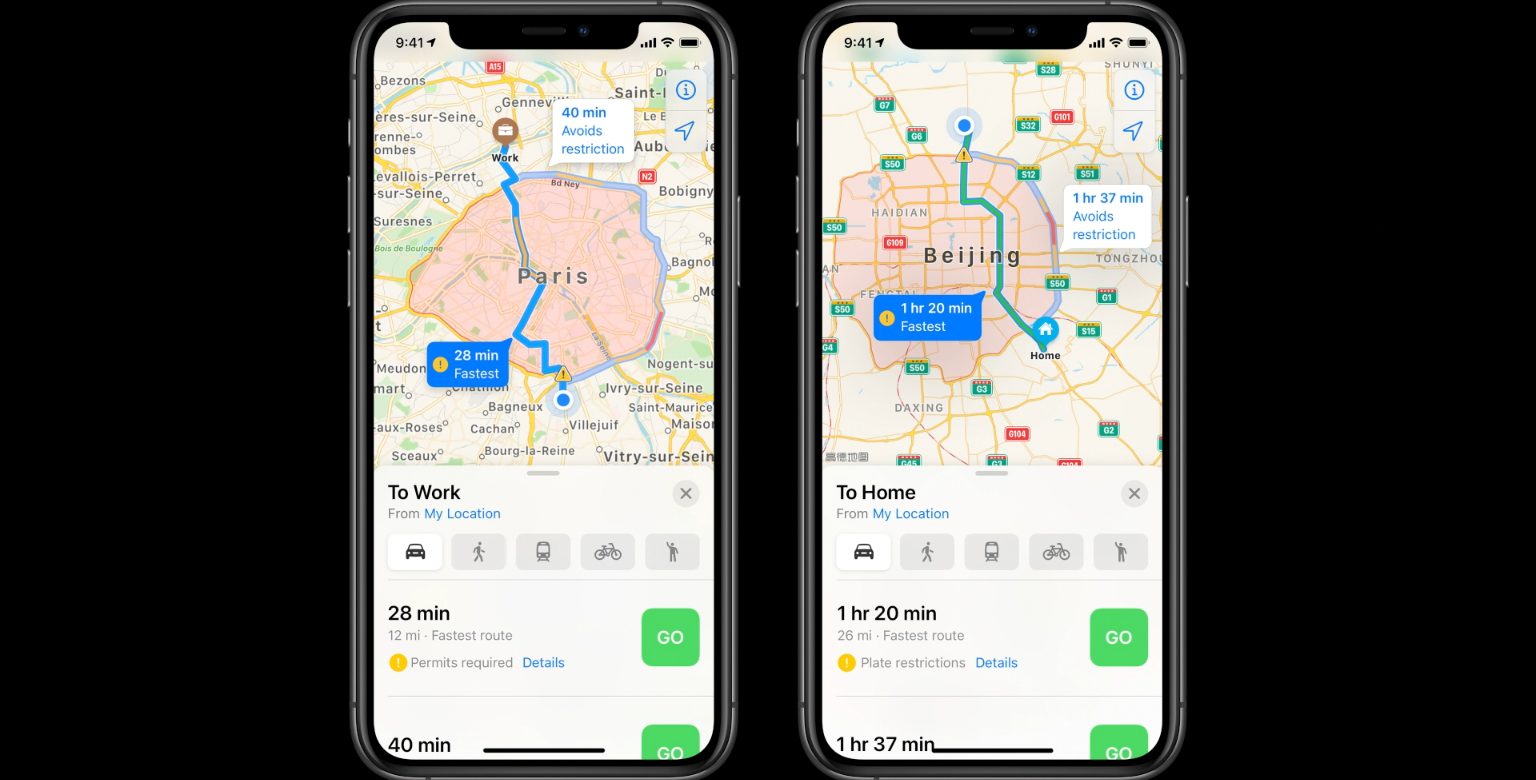 Apples kartapp kan nu visa miljözoner.