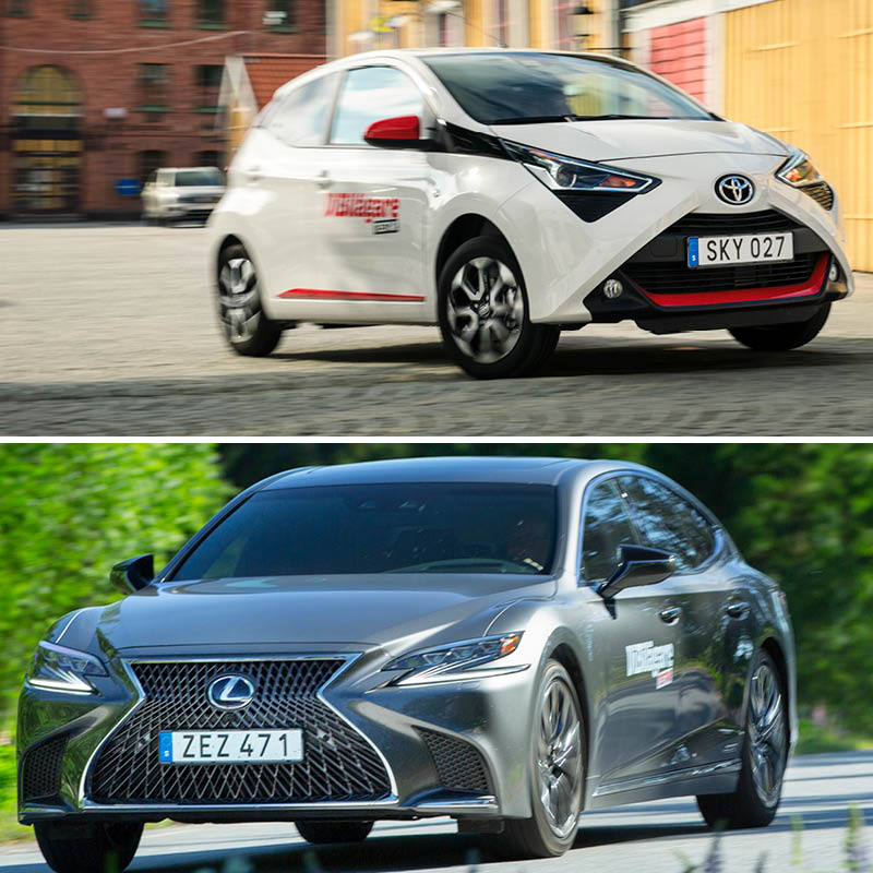 Två modeller från Toyotakoncernen står för extremerna när vi jämför milkostnaden för alla bilar vi testat de senaste tre åren. Lilla Toyota Aygo kostar bara 24 kronor milen att köra. Lexus LS är över fem gånger dyrare.