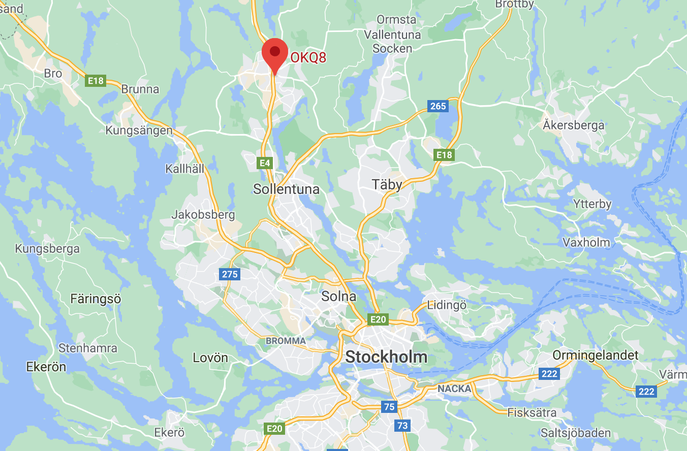 Den första OKQ8-stationen som får snabbladdning blir förmodligen Upplands Väsby, vid E4 norr om Stockholm.