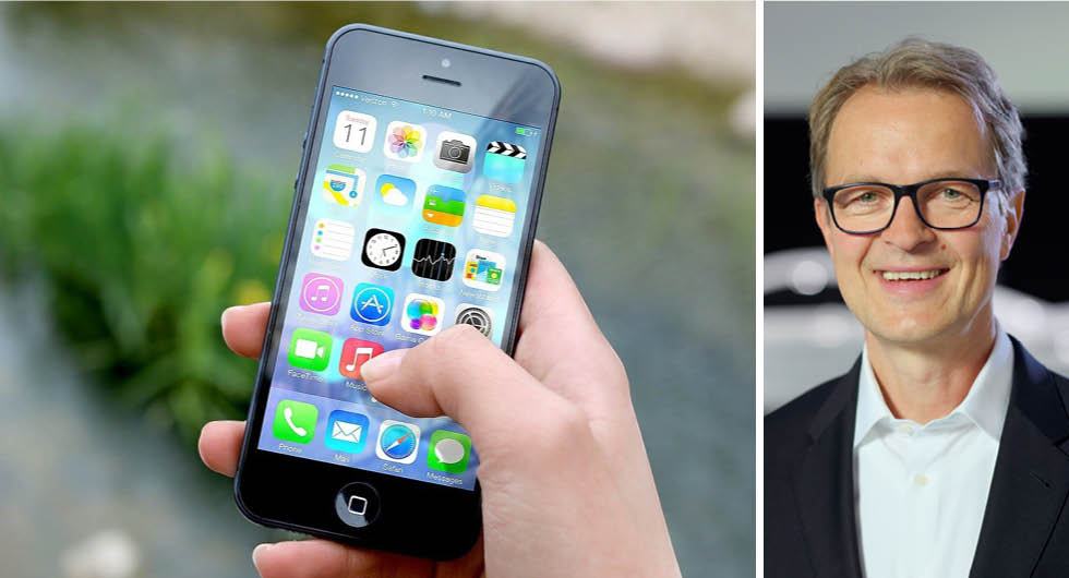 Bilens mjukvara måste bli lika enkel att använda som mobiltelefonen, enligt Kjell Grunder, chef för Porsche i Nordamerika.