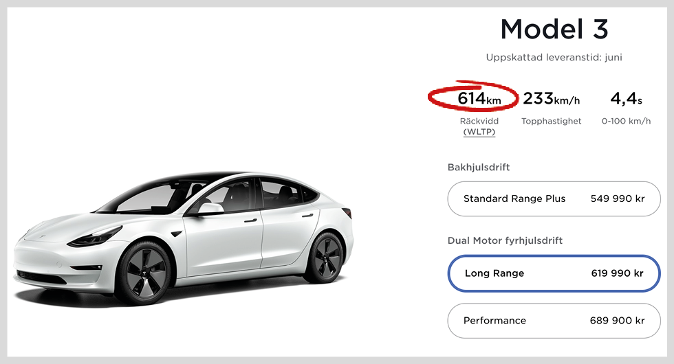 Så här ser det ut i Teslas konfigurator.