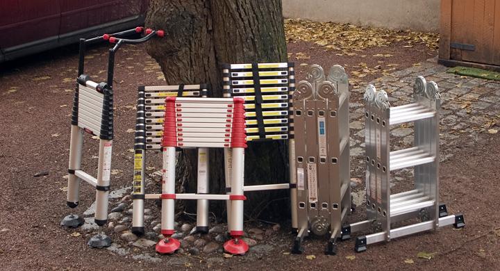 Produkttest: Sex hopfällbara stegar