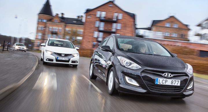 Ljustest: Hyundai i30, Honda Civic, Volkswagen Golf (2012)