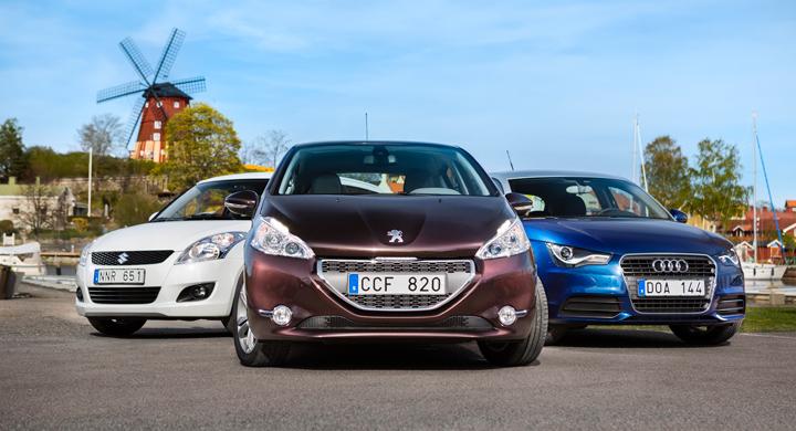 Biltest: Audi A1 Sportback, Peugeot 208, Suzuki Swift (2012)