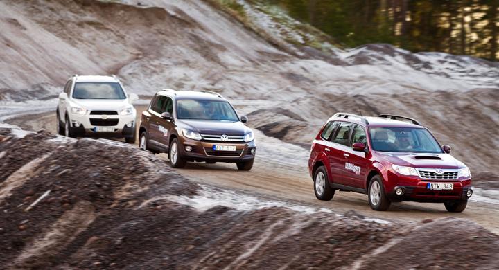 Ljustest: Chevrolet Captiva, Subaru Forester, Volkswagen Tiguan (2012)