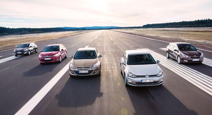 Biltest: Citroën C4, Hyundai i30, Kia Cee'd, Opel Astra, Volkswagen Golf (2012)