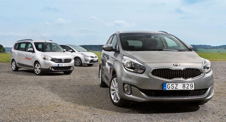 Biltest: Dacia Lodgy, Kia Carens, Toyota Verso (2013)