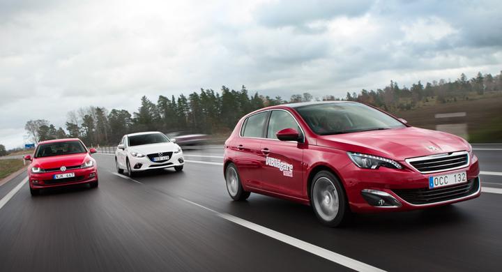 Biltest: Mazda3, Peugeot 308, Volkswagen Golf (2013)