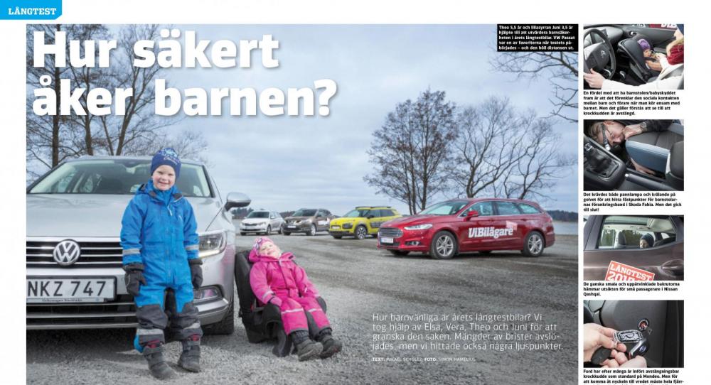 Theo och lillasyrran Juni hjälpte till att utvärdera barnsäkerheten i årets långtestbilar.