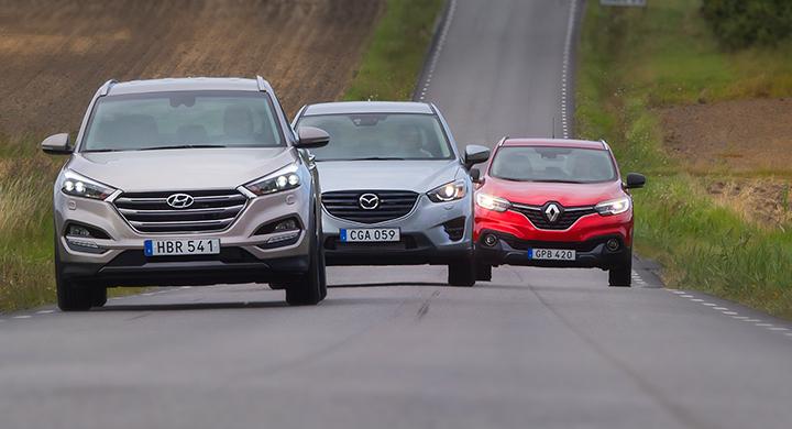 Ljustest: Hyundai Tucson, Mazda CX-5, Renault Kadjar